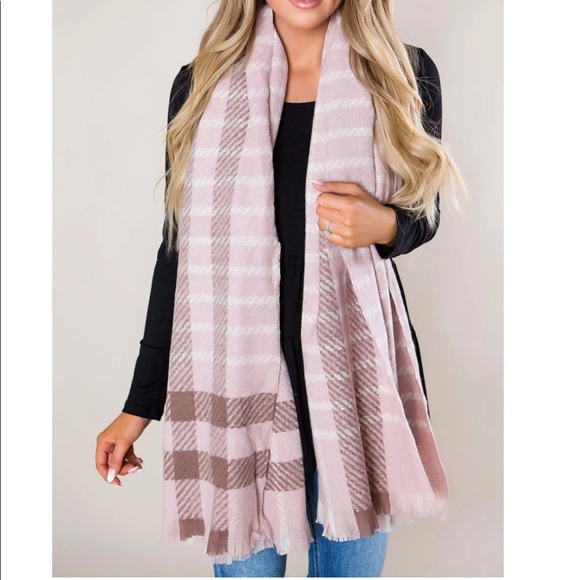 Dottie Couture Pink and Cream Plaid Scarf - Picture 1 of 1